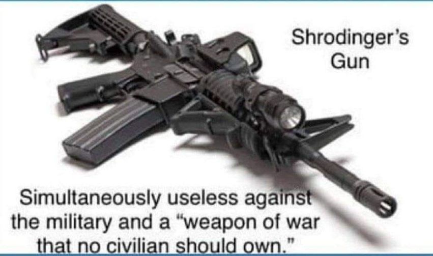 Schrodinger's gun: simultaneously useless against the military and a 