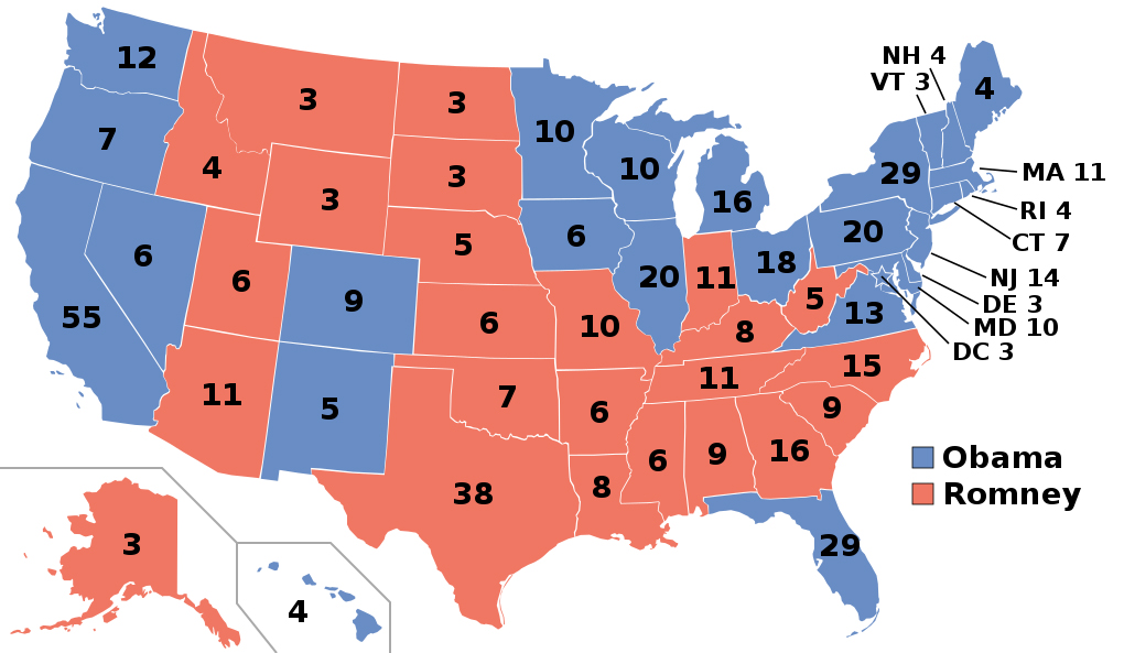 2012 Electoral voting Map